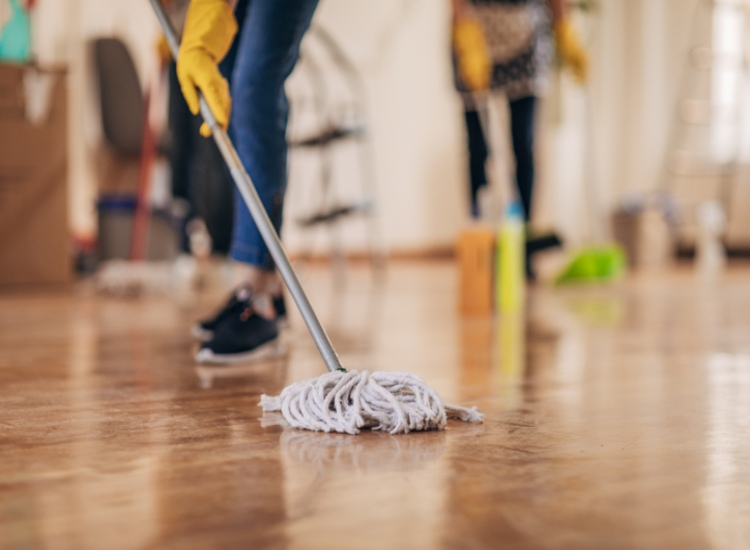 Janitorial staff mopping floors at commercial property in Phoenix, AZ